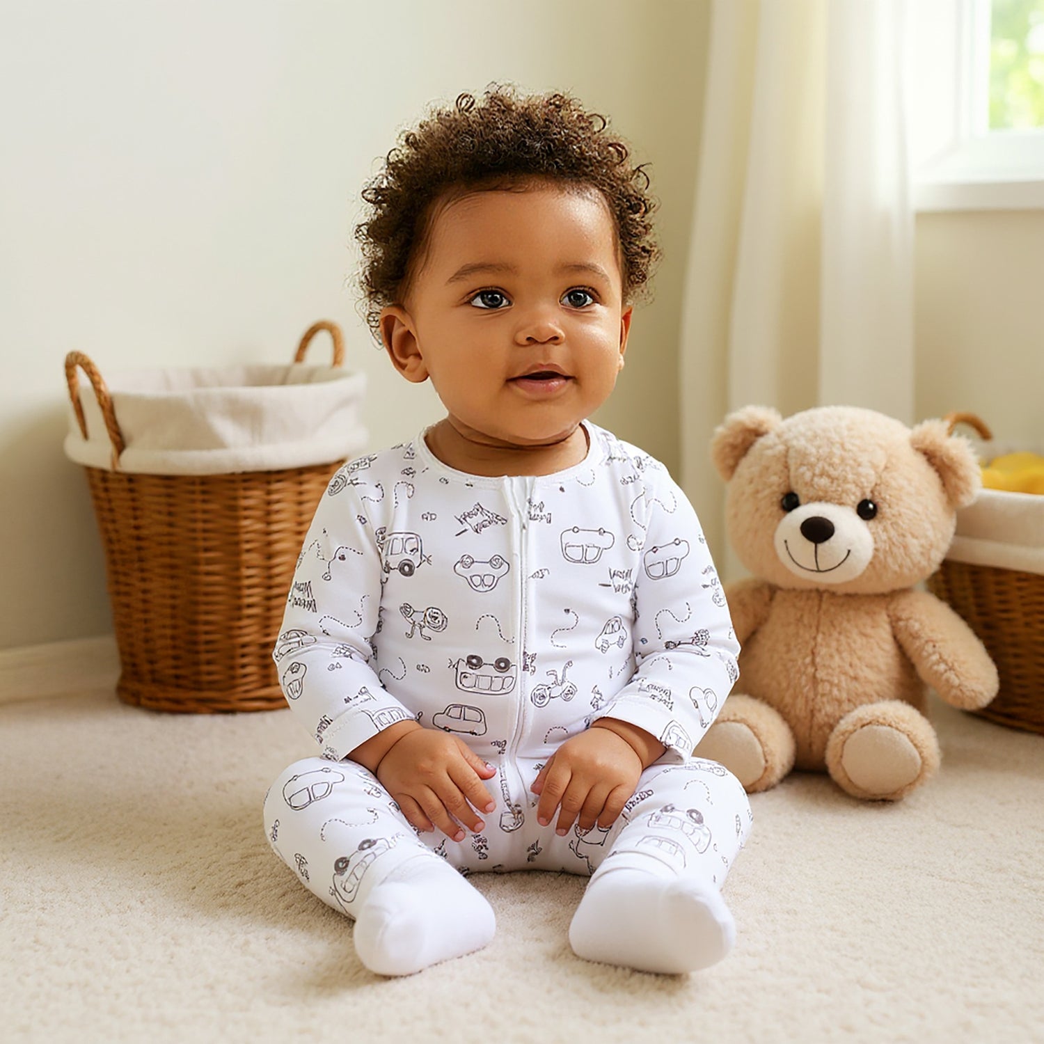 Juniors Printed Sleepsuit with Zip Closure - Set of 3