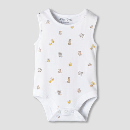 Pack of 7 Juniors Round Neck Sleeveless Bodysuit with Assorted Design