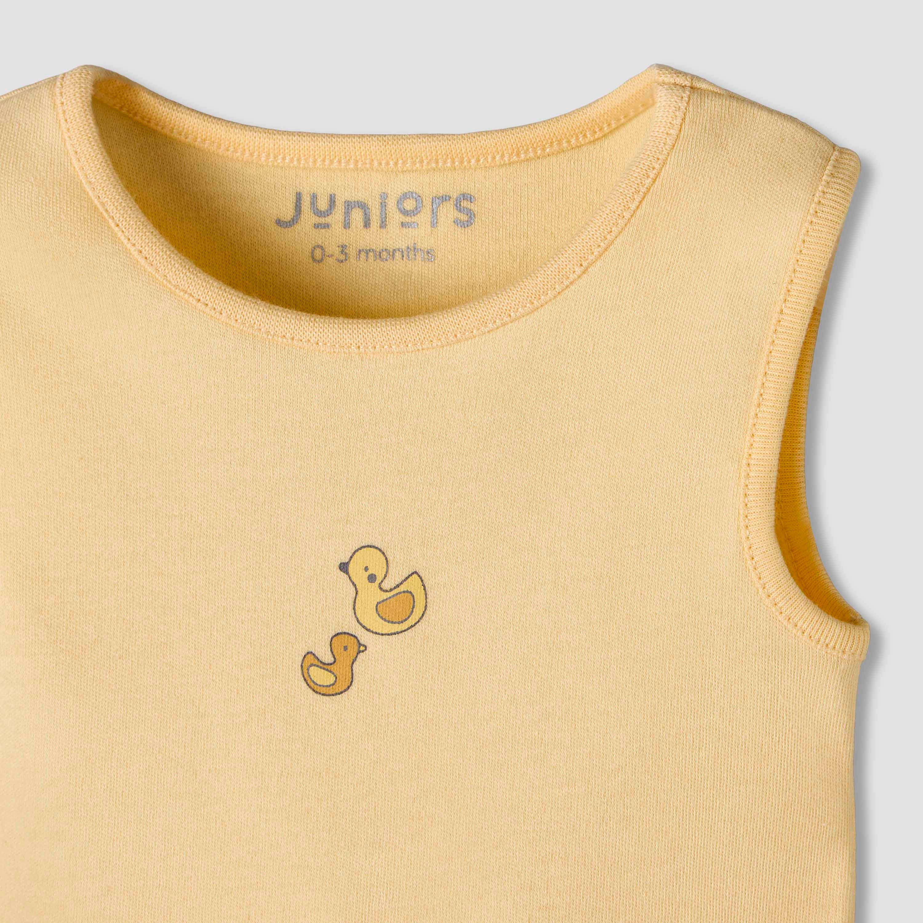 Pack of 7 Juniors Round Neck Sleeveless Bodysuit with Assorted Design