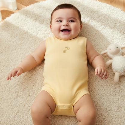 Pack of 7 Juniors Round Neck Sleeveless Bodysuit with Assorted Design