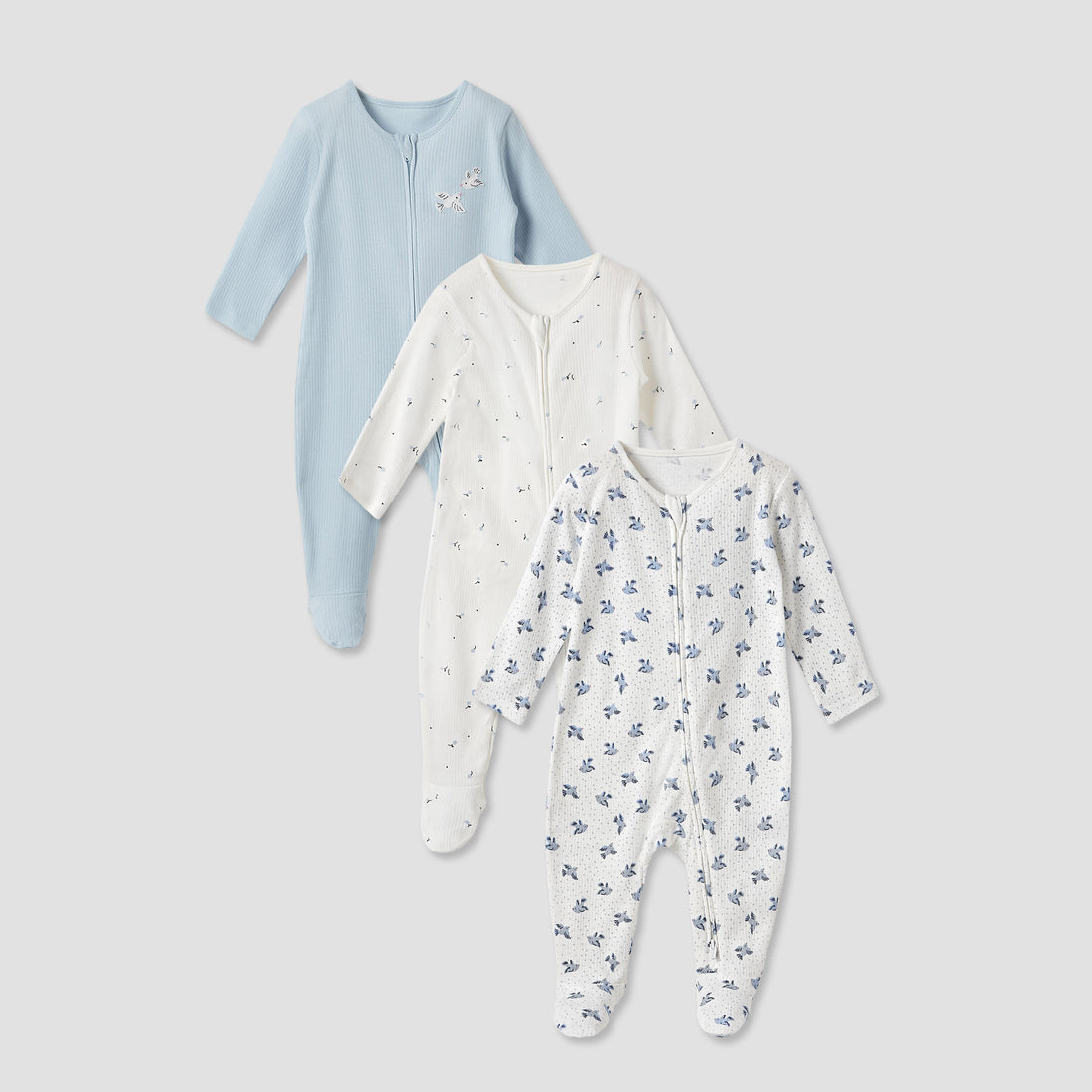 Juniors Printed Sleepsuit with Zip Closure - Set of 3 - Multicolour / 12-18 mths