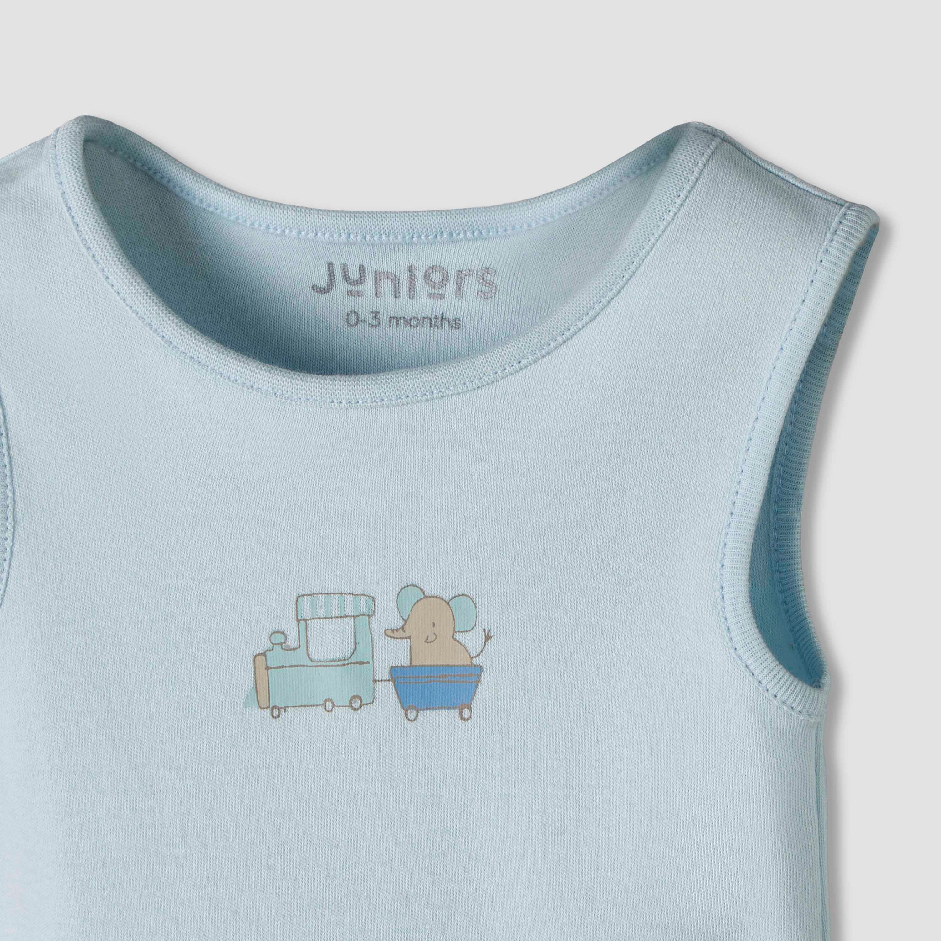 Pack of 7 Juniors Round Neck Sleeveless Bodysuit with Fun Prints
