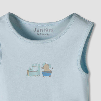 Pack of 7 Juniors Round Neck Sleeveless Bodysuit with Fun Prints
