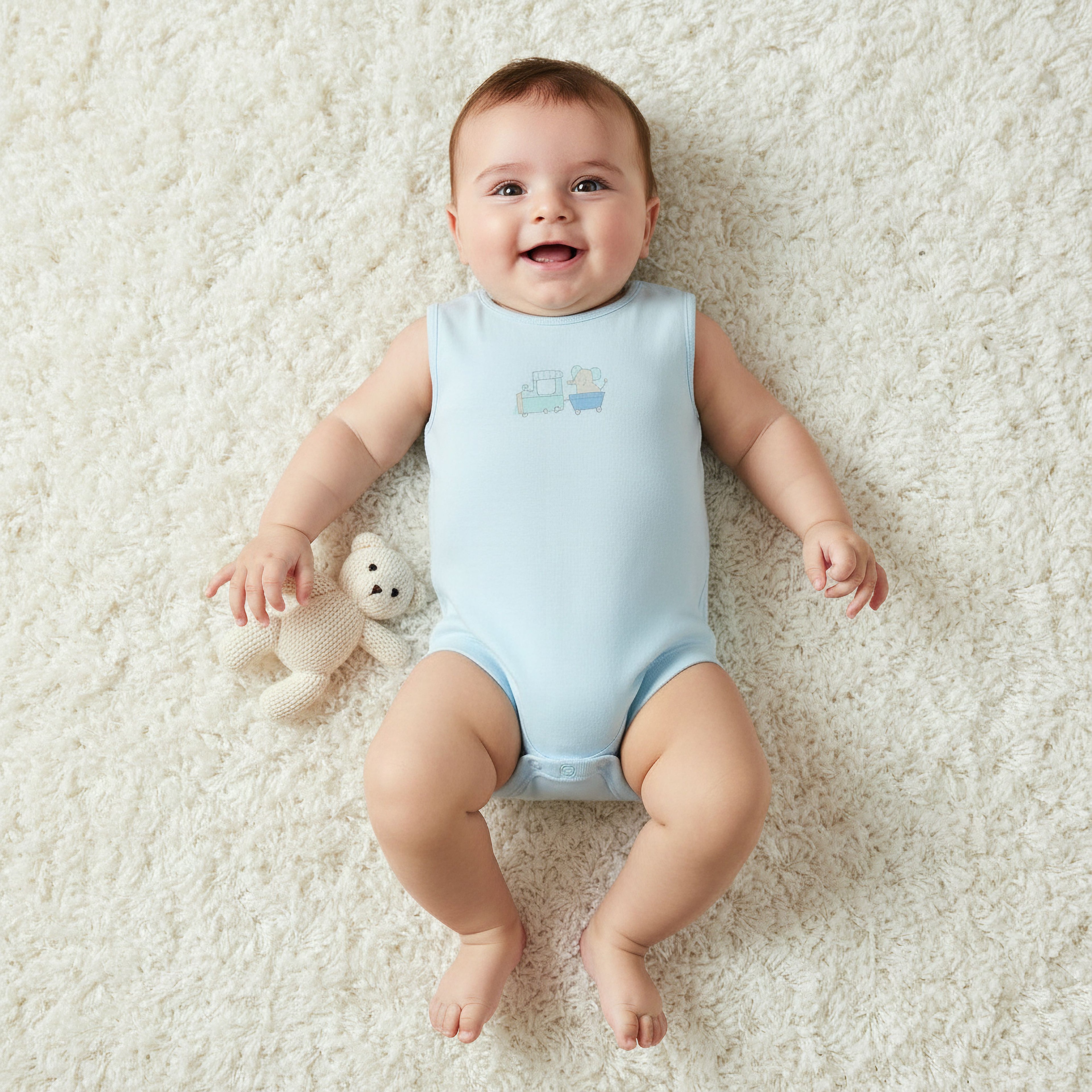 Pack of 7 Juniors Round Neck Sleeveless Bodysuit with Fun Prints