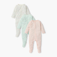 Juniors Printed Sleepsuit with Zip Closure and Long Sleeves - Set of 3-undefined-image-1