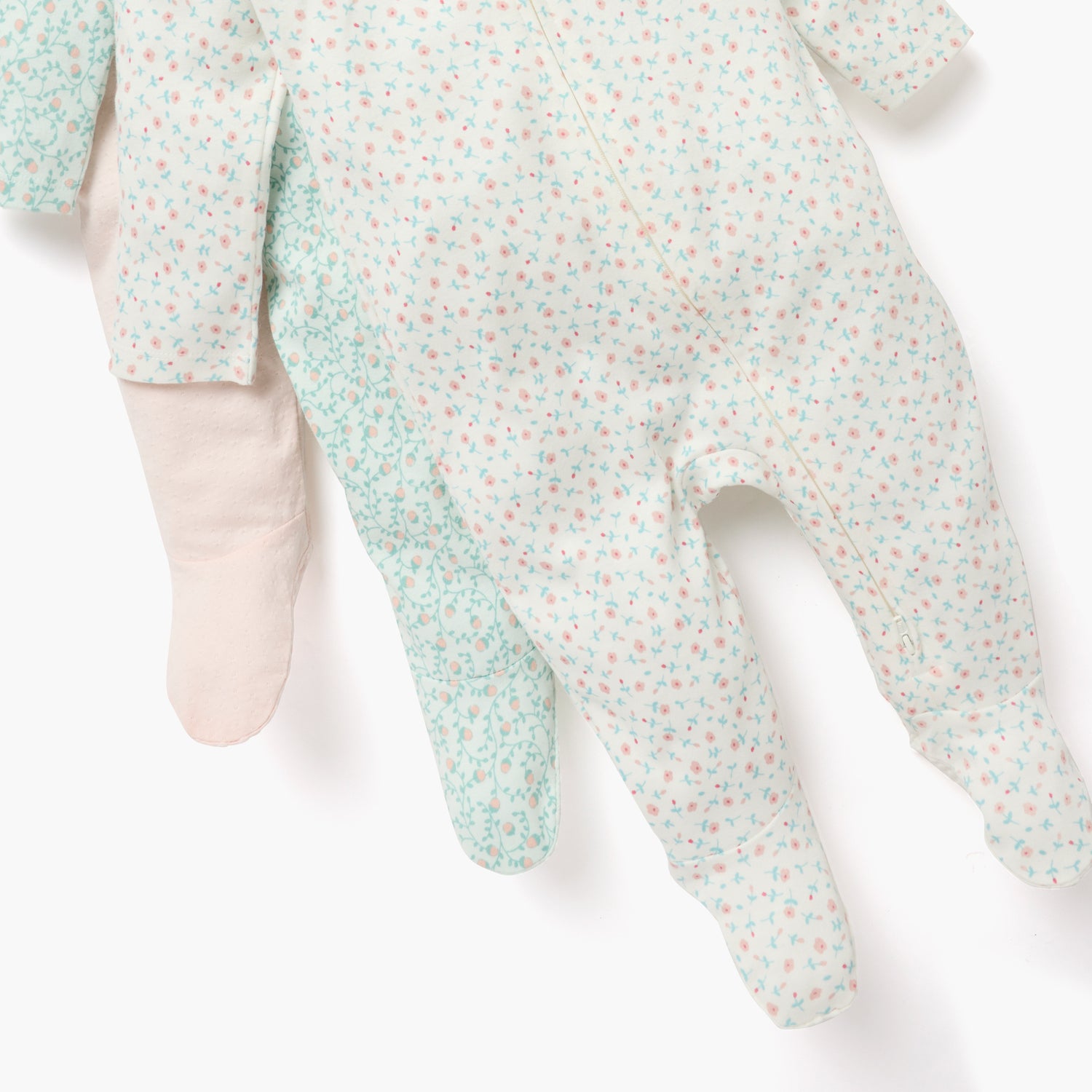 Juniors Printed Sleepsuit with Zip Closure and Long Sleeves - Set of 3