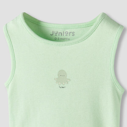 Pack of 7 Juniors Crew Neck Sleeveless Bodysuit with Snap Button Closure