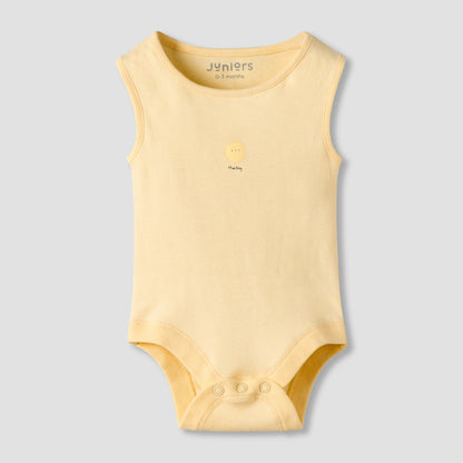 Pack of 7 Juniors Crew Neck Sleeveless Bodysuit with Snap Button Closure