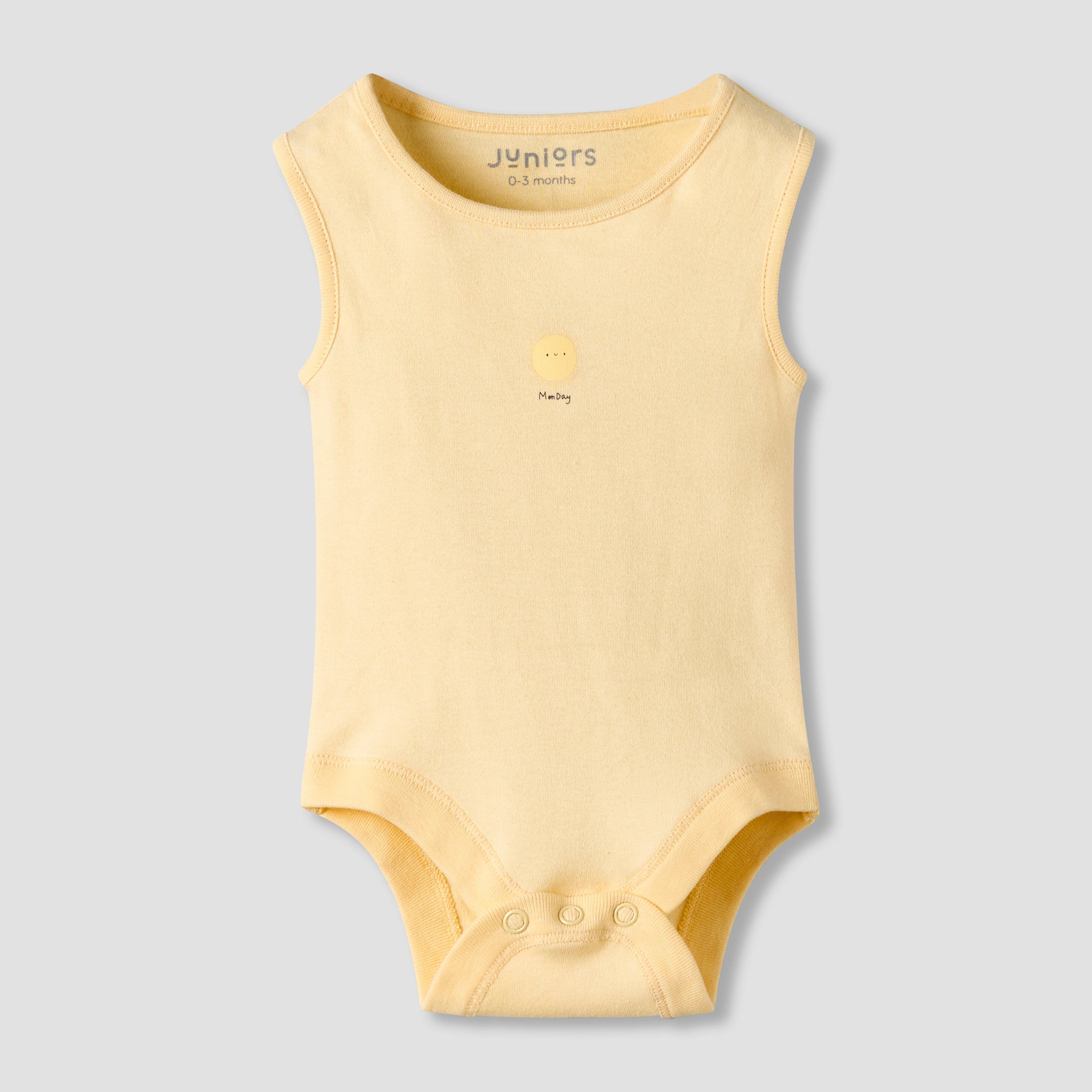 Pack of 7 Juniors Crew Neck Sleeveless Bodysuit with Snap Button Closure