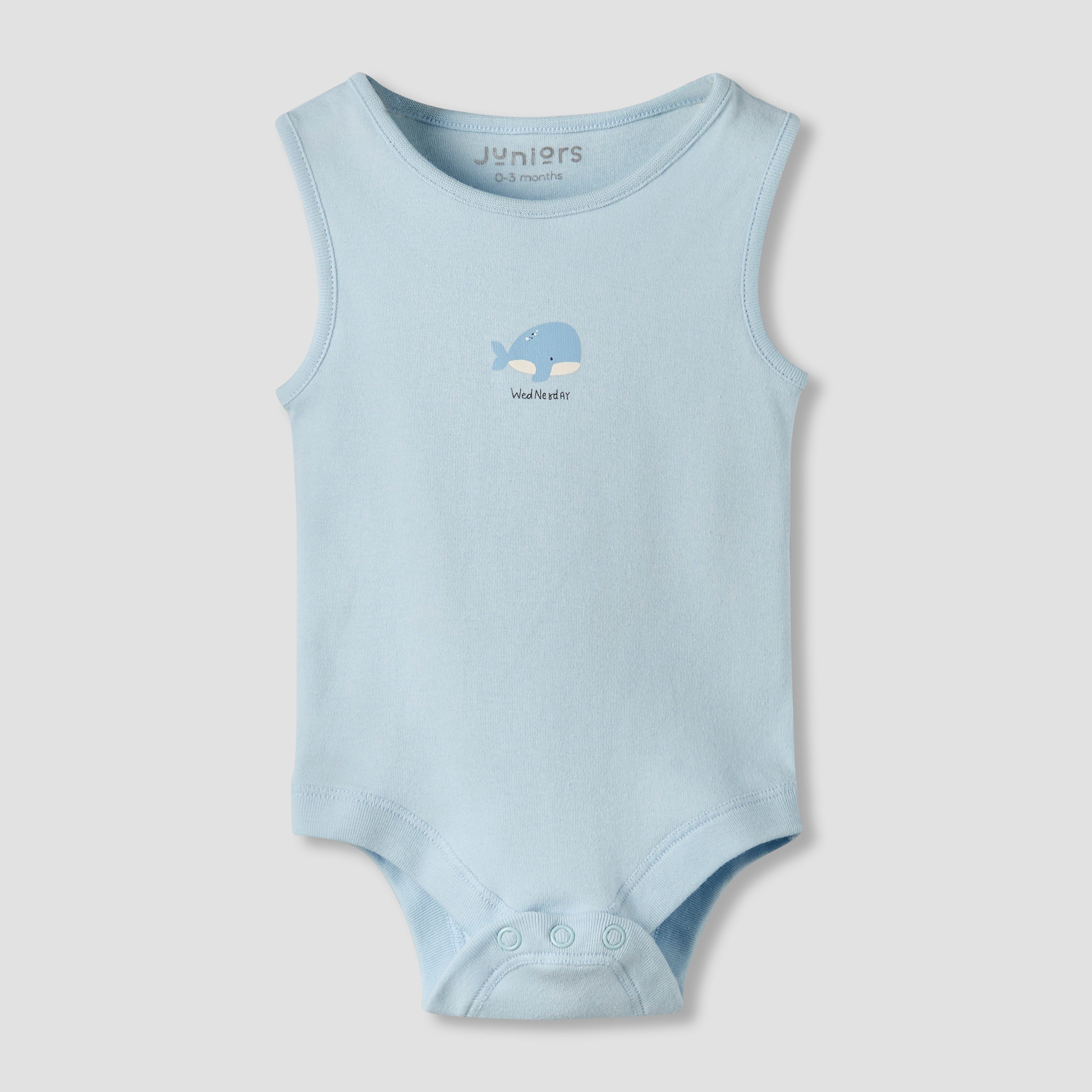 Pack of 7 Juniors Crew Neck Sleeveless Bodysuit with Snap Button Closure