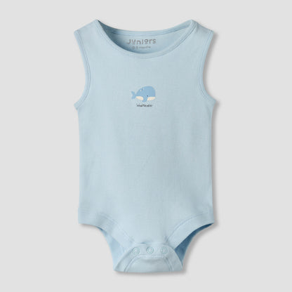 Pack of 7 Juniors Crew Neck Sleeveless Bodysuit with Snap Button Closure