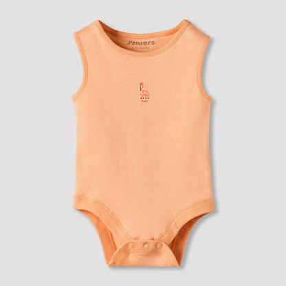 Pack of 7 Juniors Crew Neck Sleeveless Bodysuit with Snap Button Closure