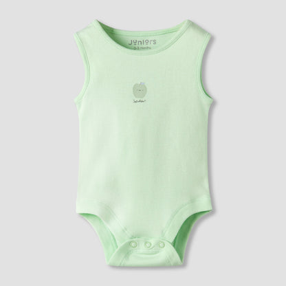 Pack of 7 Juniors Crew Neck Sleeveless Bodysuit with Snap Button Closure