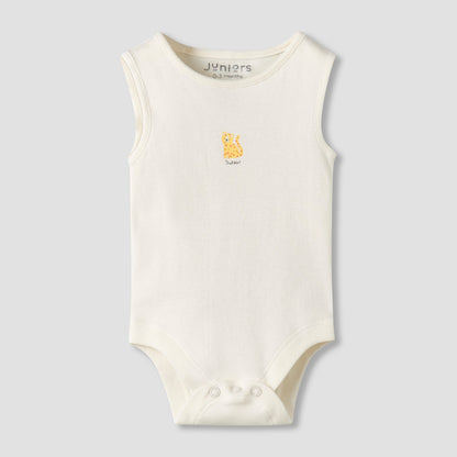 Pack of 7 Juniors Crew Neck Sleeveless Bodysuit with Snap Button Closure