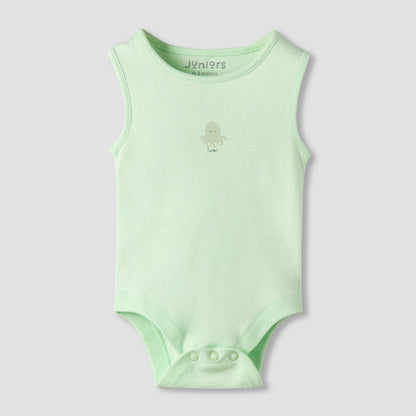 Pack of 7 Juniors Crew Neck Sleeveless Bodysuit with Snap Button Closure