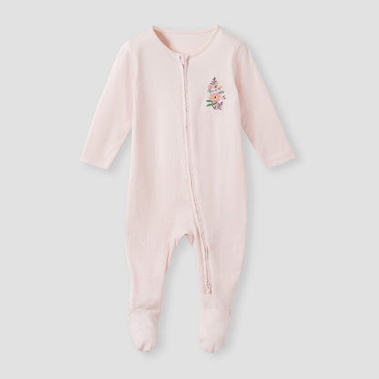 Juniors Floral Print Sleepsuit with Zip Closure - Set of 3