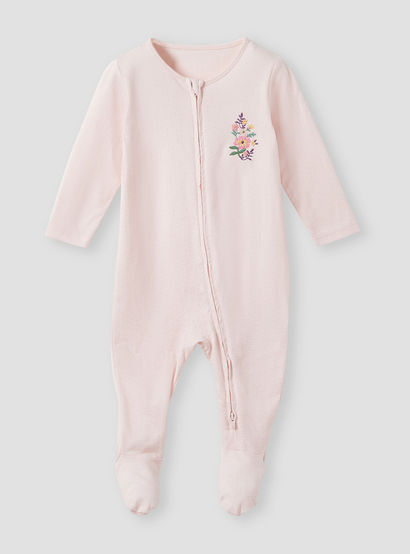 Juniors Floral Print Sleepsuit with Zip Closure - Set of 3-baby-girls-clothing-nightwear-sleepsuits-image-2