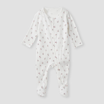 Juniors Floral Print Sleepsuit with Zip Closure - Set of 3
