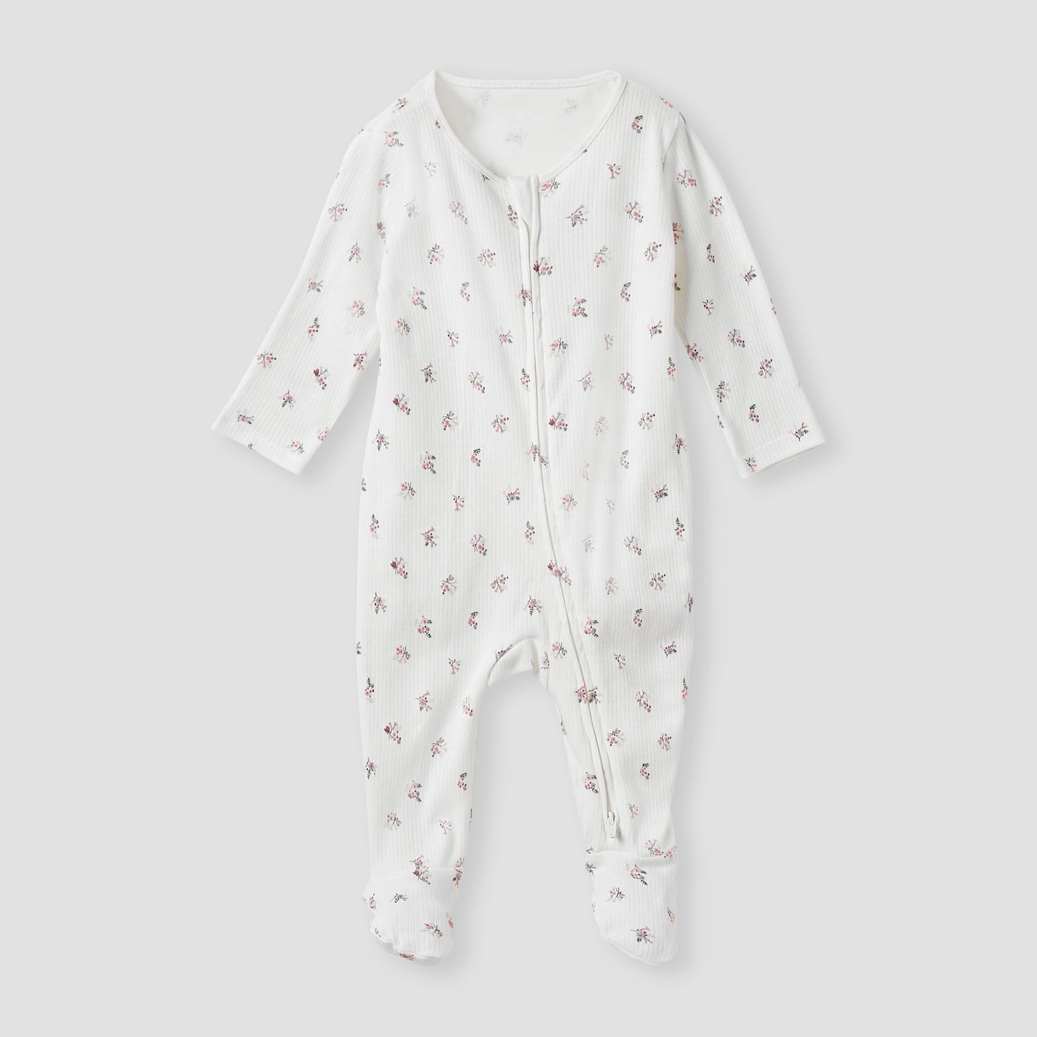 Juniors Floral Print Sleepsuit with Zip Closure - Set of 3