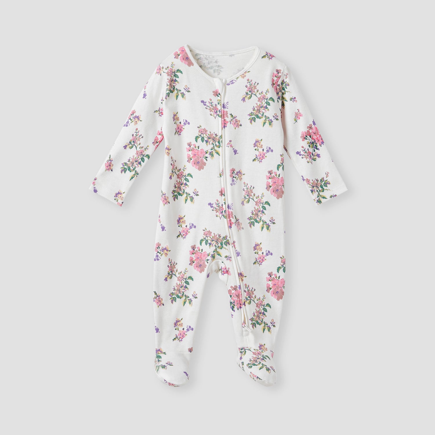 Juniors Floral Print Sleepsuit with Zip Closure - Set of 3