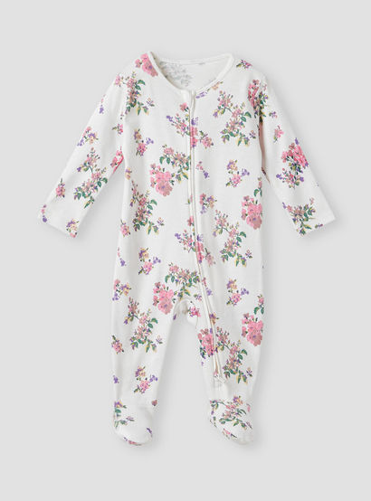 Juniors Floral Print Sleepsuit with Zip Closure - Set of 3-baby-girls-clothing-nightwear-sleepsuits-image-4