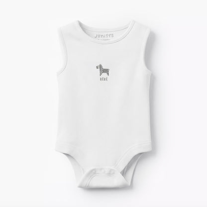 Pack of 7 Juniors Round Neck Sleeveless Bodysuit with Snap Button Closure