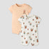Pack of 2 Juniors Crew Neck Short Sleeves Romper with Snap Button Closure - Peach / 12-18 mths