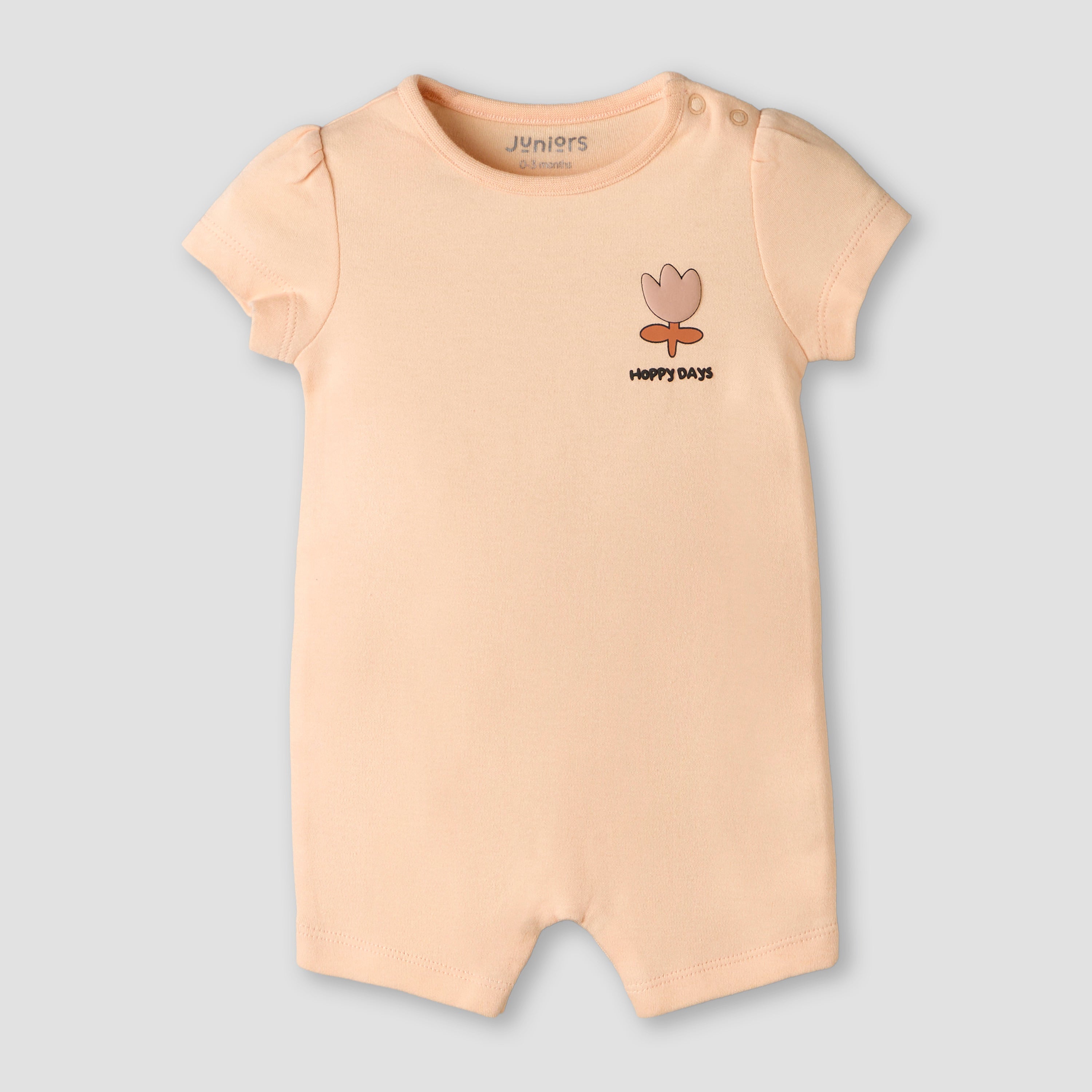 Pack of 2 Juniors Crew Neck Short Sleeves Romper with Snap Button Closure