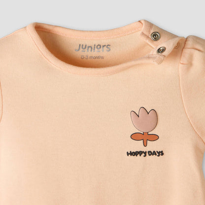 Pack of 2 Juniors Crew Neck Short Sleeves Romper with Snap Button Closure