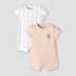 Pack of 2 Juniors Round Neck Cap Sleeve Romper with Snap Button Closure - Multicolour / 12-18 mths