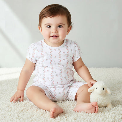 Pack of 2 Juniors Round Neck Cap Sleeve Romper with Snap Button Closure