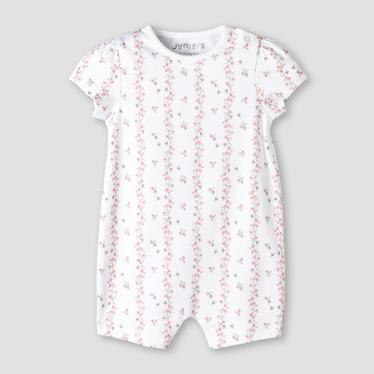 Pack of 2 Juniors Round Neck Cap Sleeve Romper with Snap Button Closure
