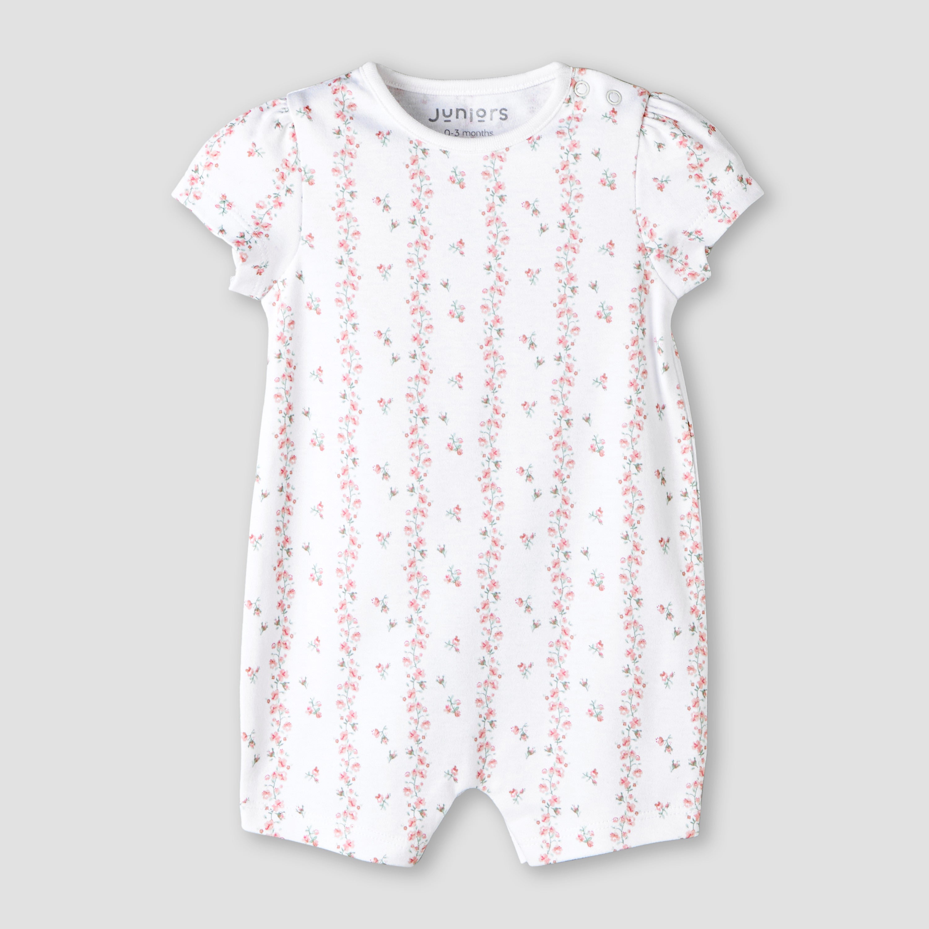 Pack of 2 Juniors Round Neck Cap Sleeve Romper with Snap Button Closure