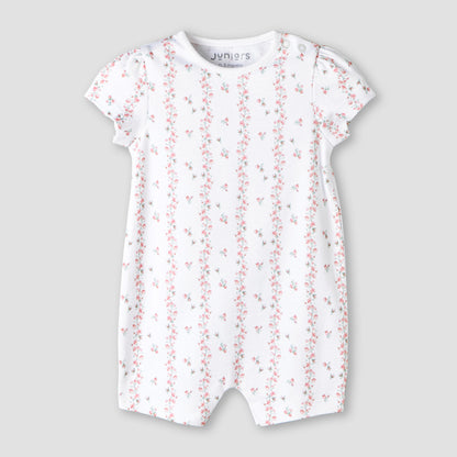 Pack of 2 Juniors Round Neck Cap Sleeve Romper with Snap Button Closure