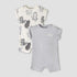 Pack of 2 Juniors Round Neck Short Sleeve Romper with Snap Button Closure - Grey / 12-18 mths