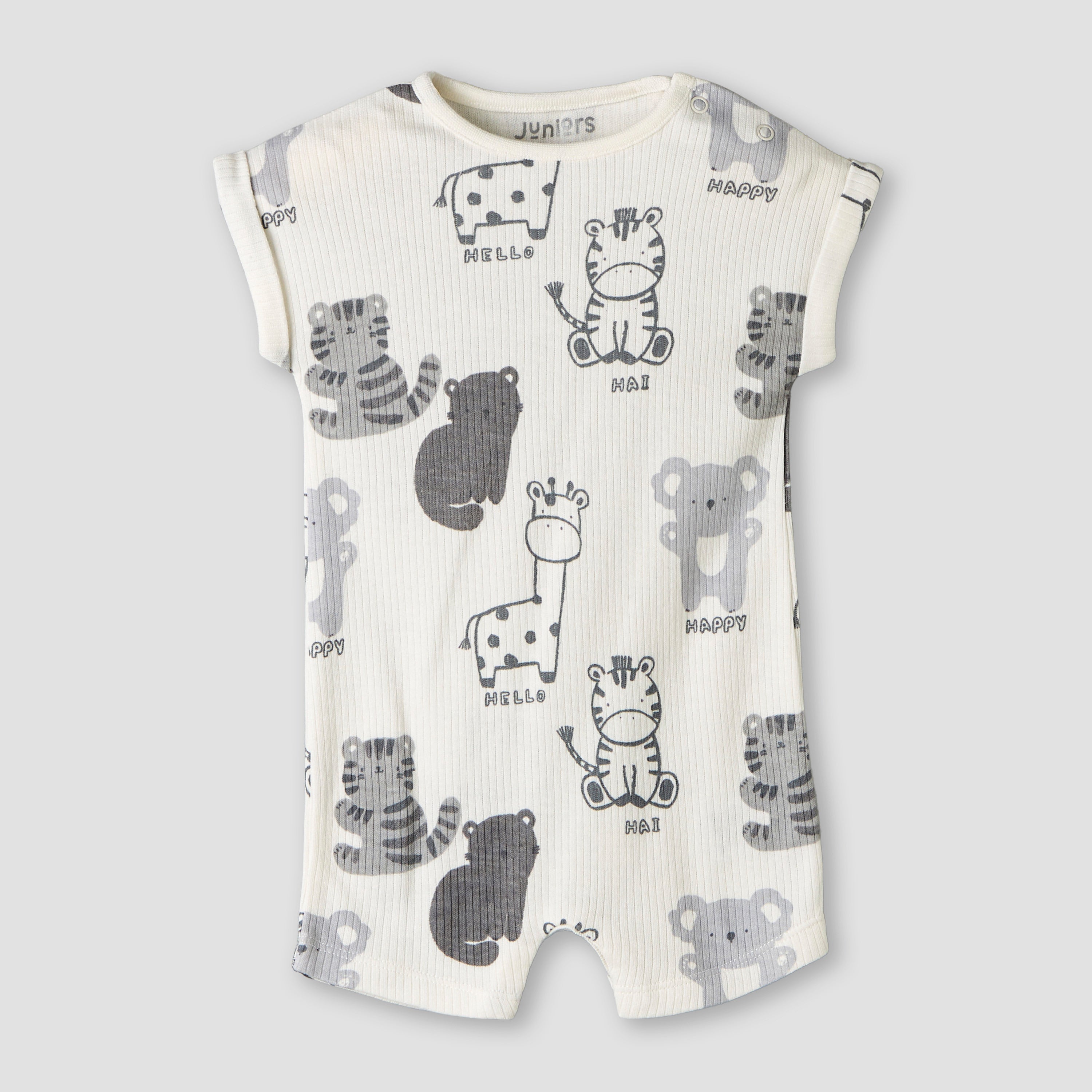 Pack of 2 Juniors Round Neck Short Sleeve Romper with Snap Button Closure