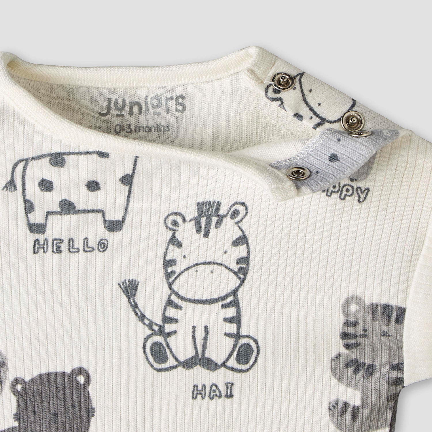 Pack of 2 Juniors Round Neck Short Sleeve Romper with Snap Button Closure
