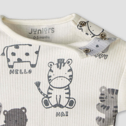 Pack of 2 Juniors Round Neck Short Sleeve Romper with Snap Button Closure