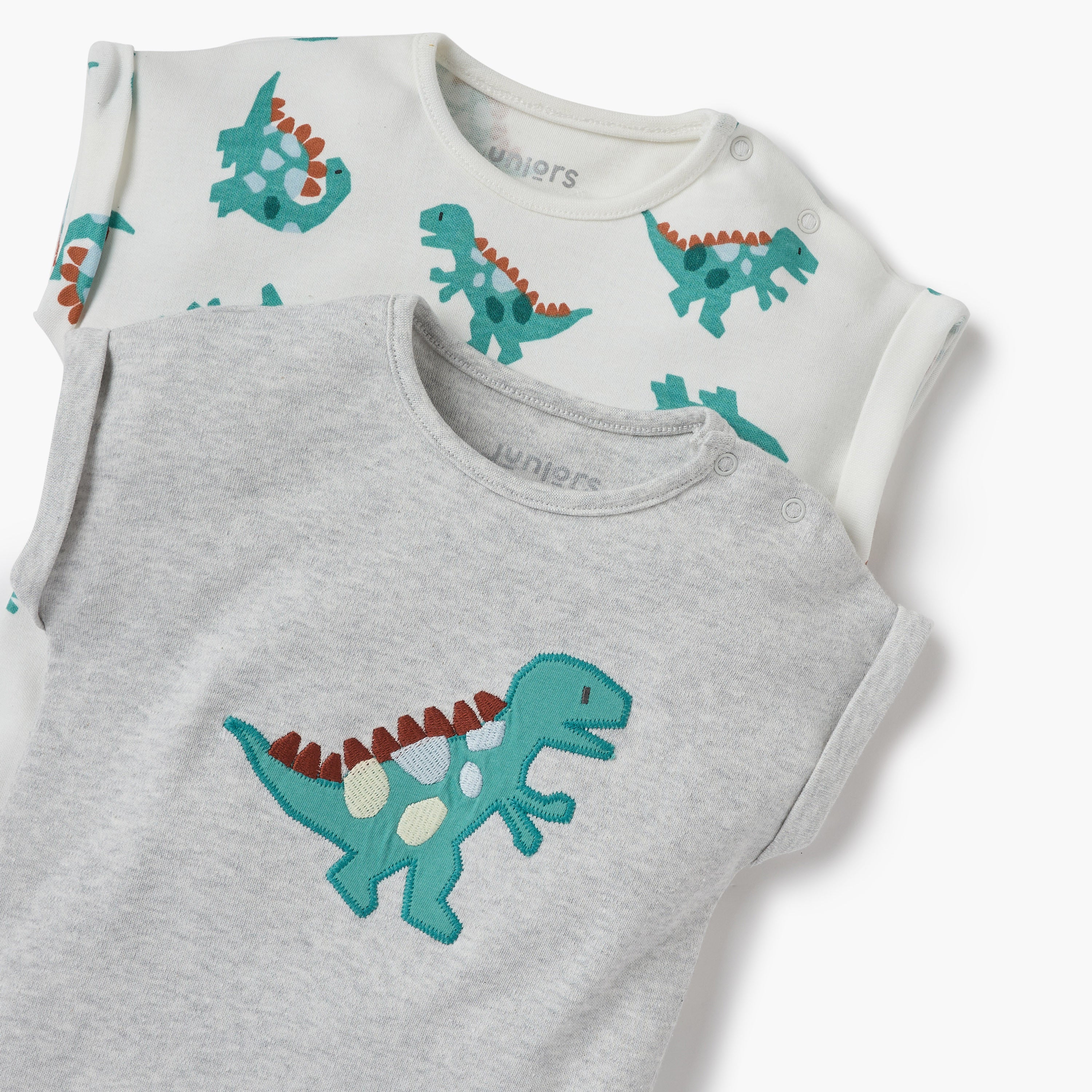 Juniors Dinosaur Detail Romper with Short Sleeves - Set of 2