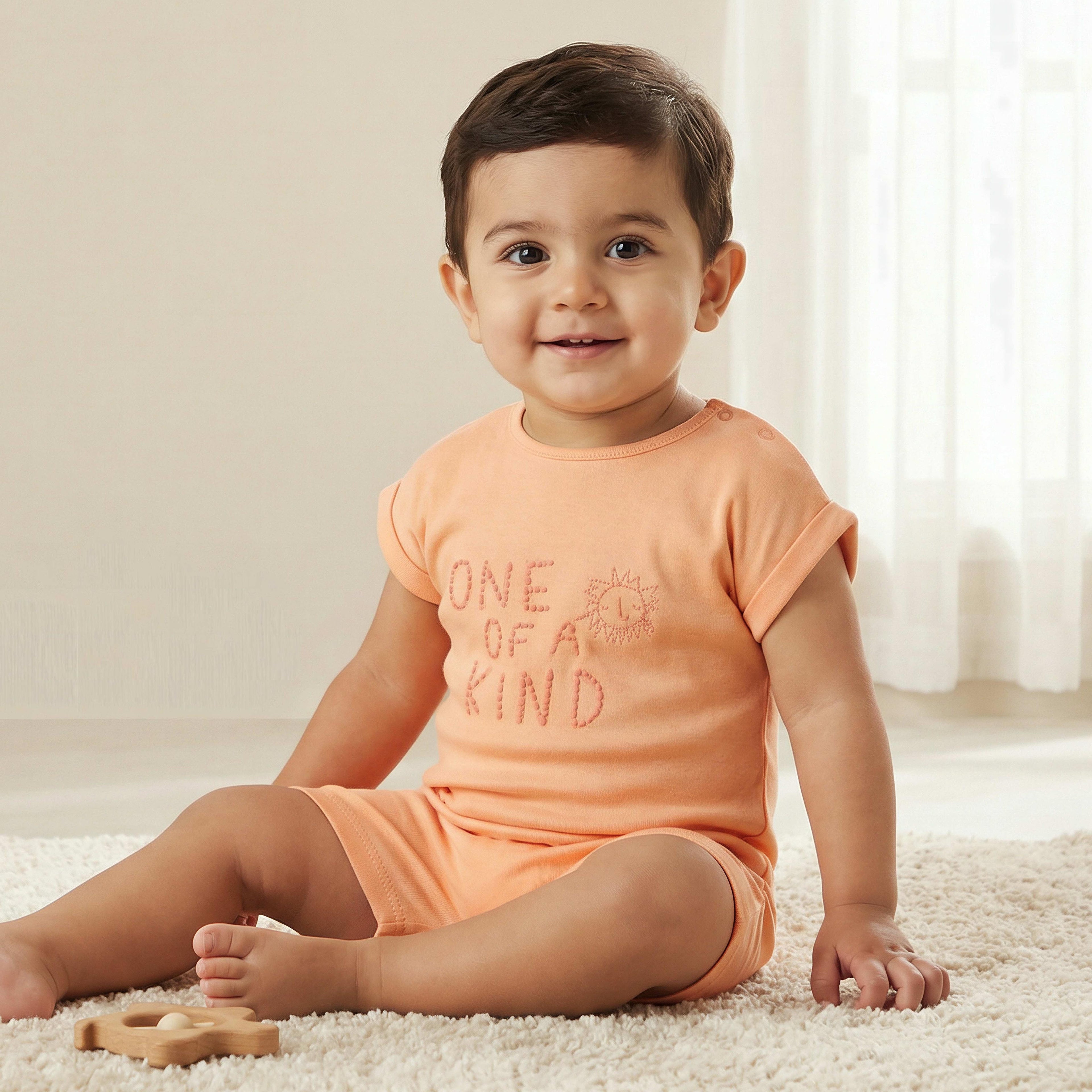Pack of 2 Juniors Round Neck Short Sleeves Romper with Print