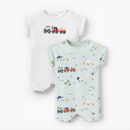 Pack of 2 Juniors Short Sleeves Romper with Farm Print - Multicolour / 12-18 mths