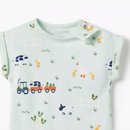 Pack of 2 Juniors Short Sleeves Romper with Farm Print