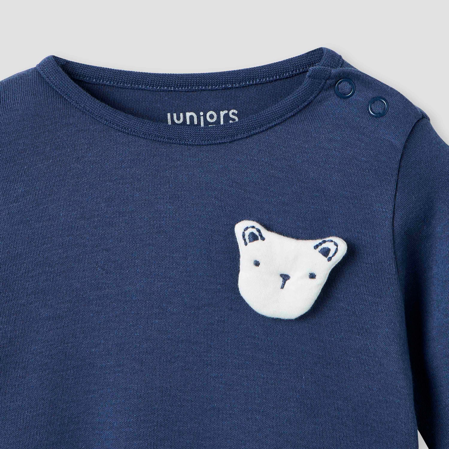 Juniors Bear Applique Sleepsuit with Long Sleeves