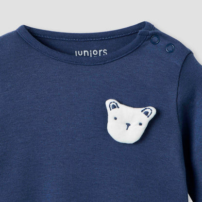 Juniors Bear Applique Sleepsuit with Long Sleeves
