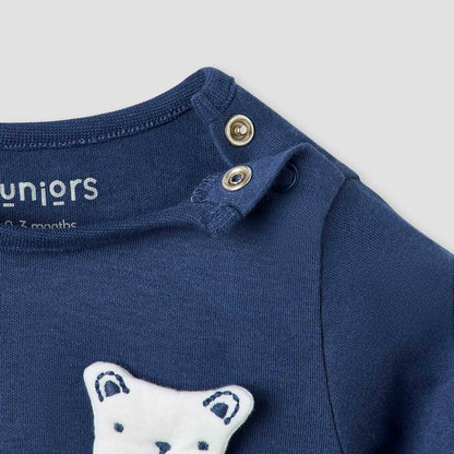 Juniors Bear Applique Sleepsuit with Long Sleeves