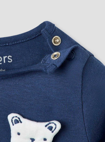 Juniors Bear Applique Sleepsuit with Long Sleeves-baby-boys-clothing-nightwear-sleepsuits-image-4