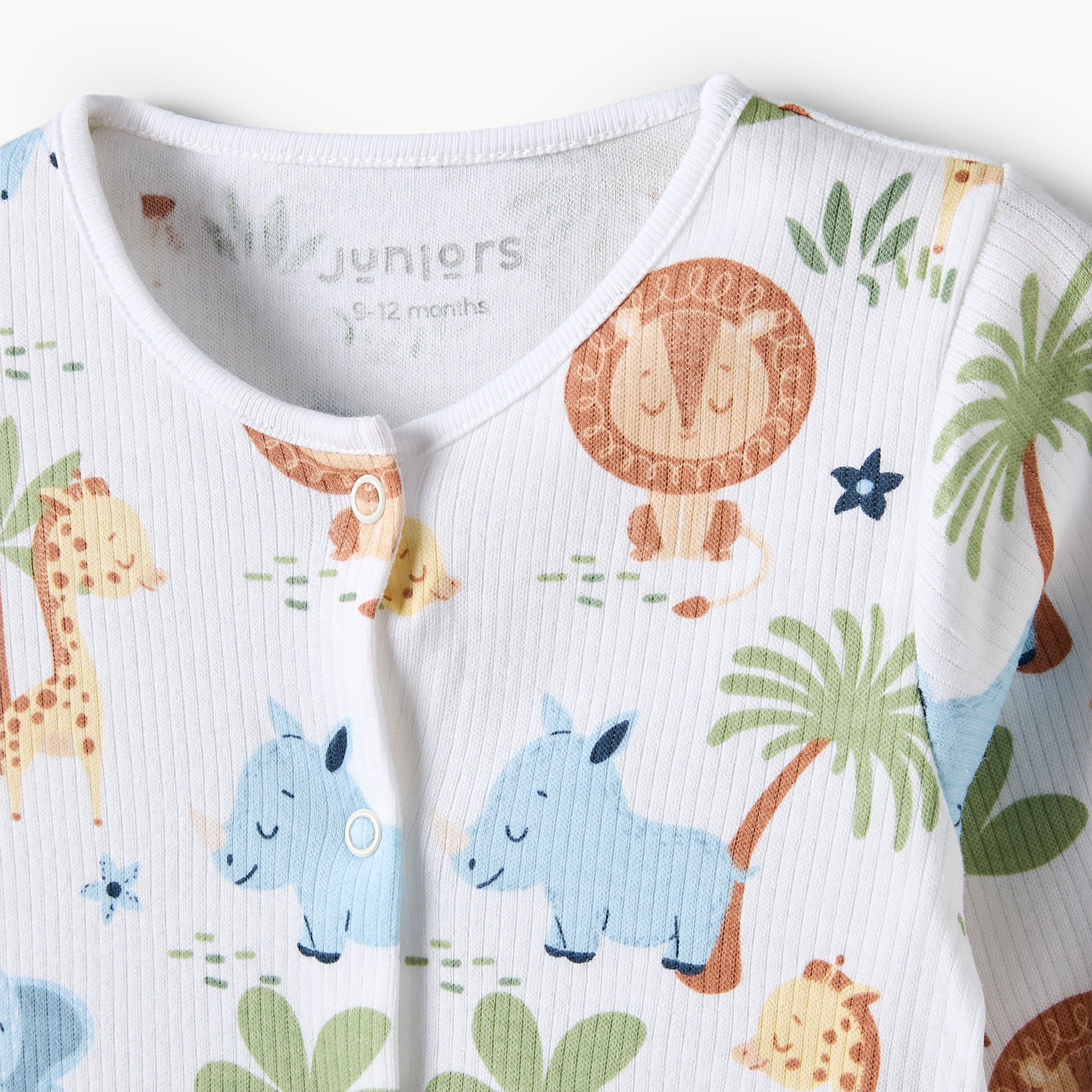 Juniors Cotton Round Neck Long Sleeves Sleepsuit with Floral Print