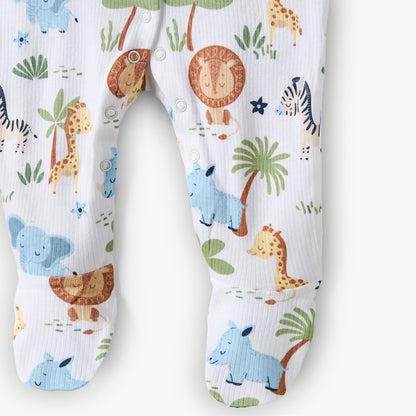 Juniors Cotton Round Neck Long Sleeves Sleepsuit with Floral Print