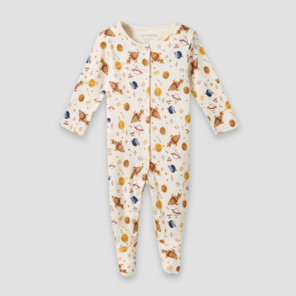 Juniors Round Neck Sleepsuit with Snap Button Closure - Cotton - Long Sleeves
