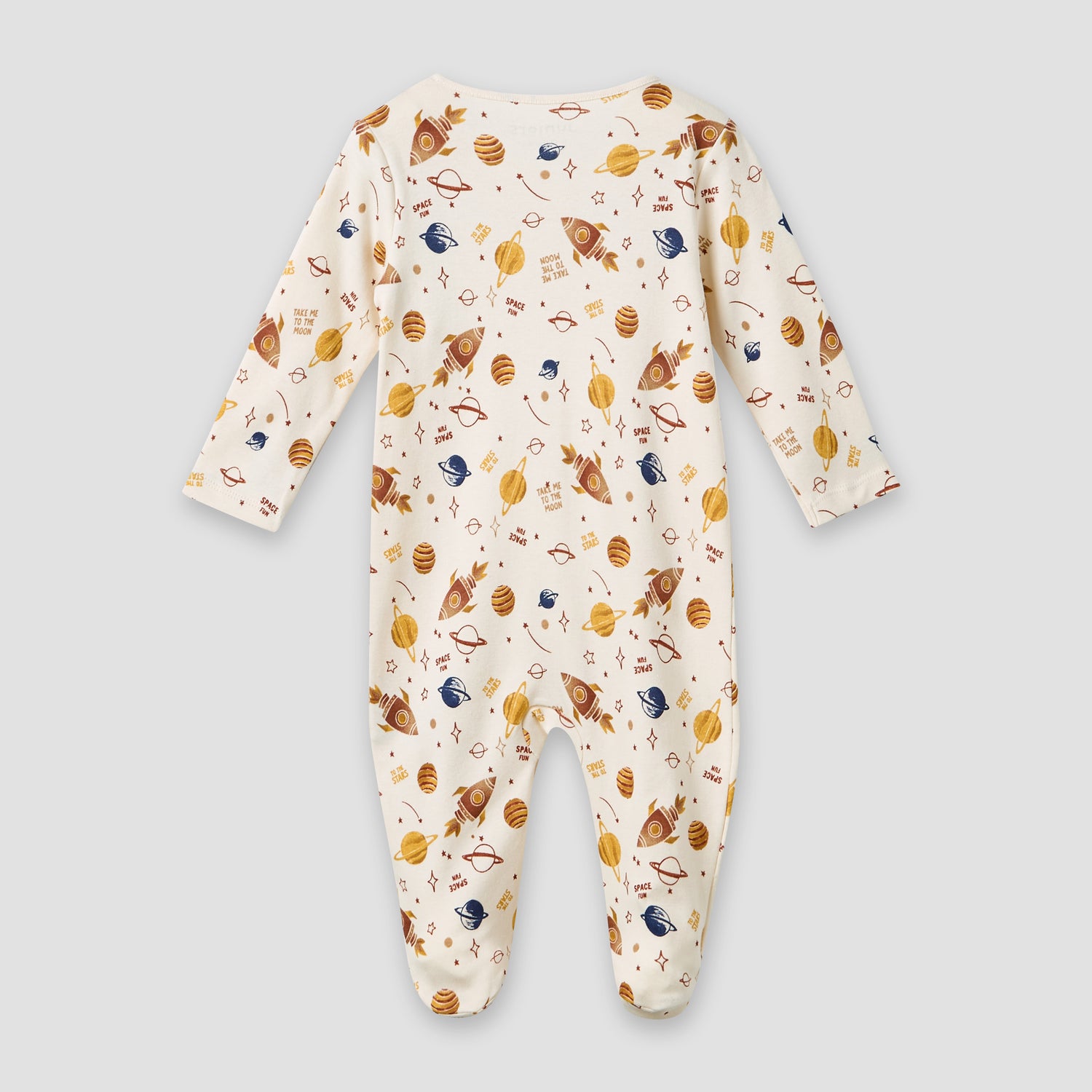 Juniors Round Neck Sleepsuit with Snap Button Closure - Cotton - Long Sleeves